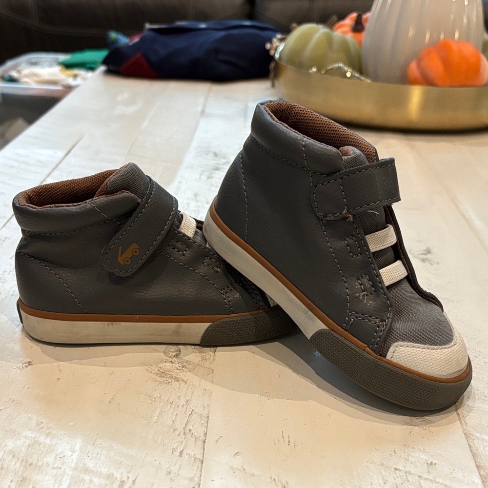 See Kai Run Gray and White Kids High-Top Sneakers